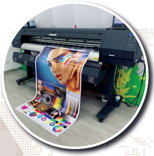 Large format printer producing vibrant prints at EFC Empire